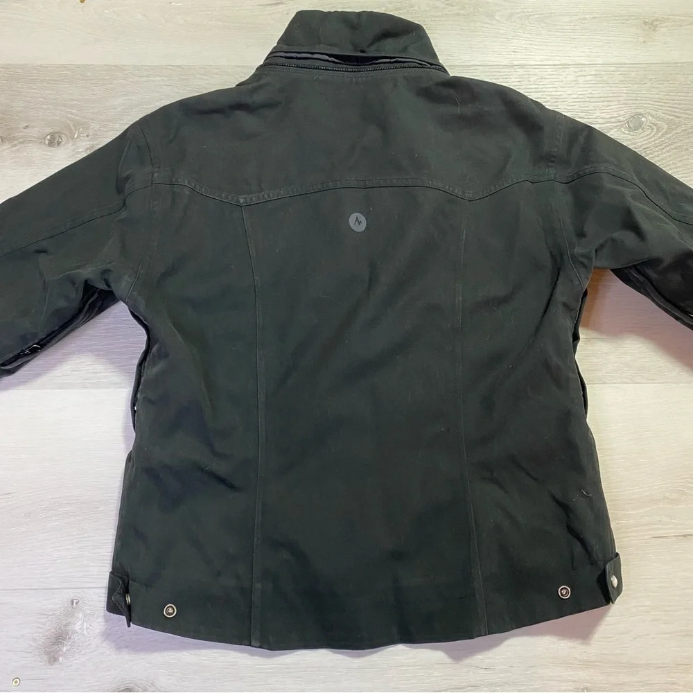 Marmot Black Waist Length Pearl Snap Vented Jacket, Size XS